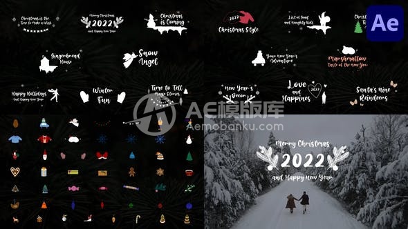 30322圣诞节标题和动画图标的Adobe After Effects模板