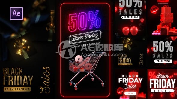 30333黑色星期五帖子和故事 AE模版