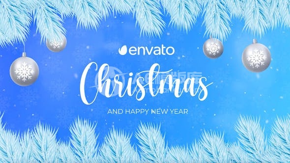 30347欢乐圣诞节文字标志揭示AE模版