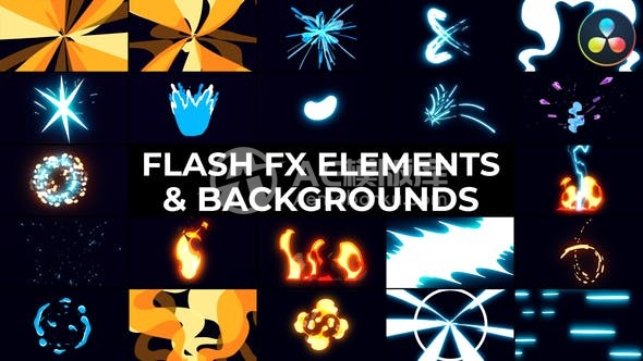 30377闪光特效元素与背景 | 达芬奇调色软件 AE模版