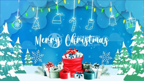 30387新年快乐开场动画 I圣诞揭幕者 AE模版