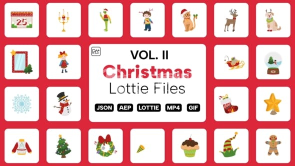 30420圣诞节 Lottie 文件第二卷 AE 模版