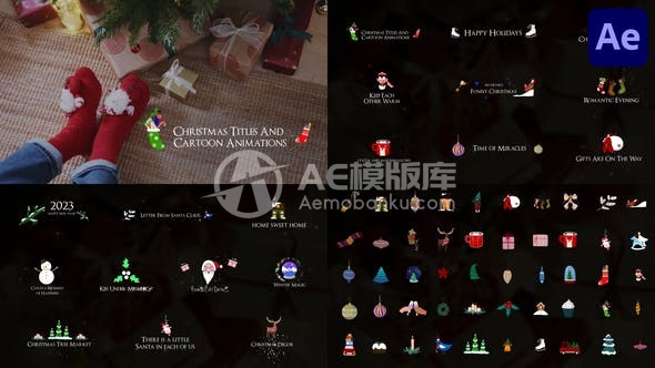 30422圣诞标题和卡通动画 AE 模板
