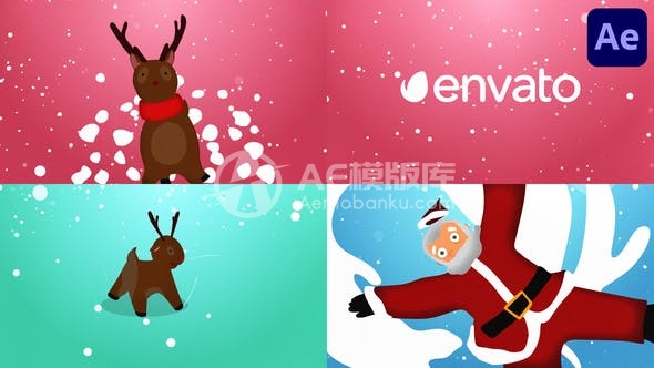 30427圣诞老人和鹿的标志套包【视频后期专业制作模板】