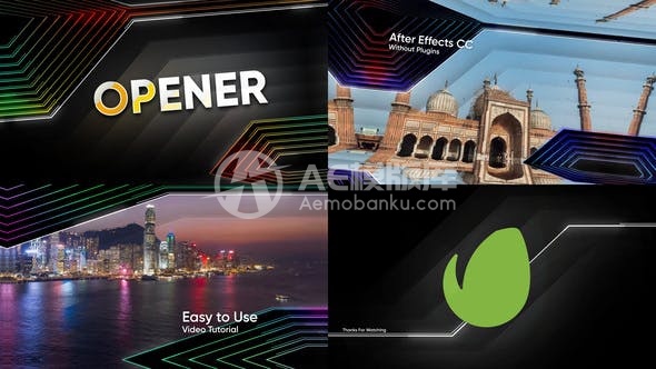 30477霓虹切片开场动画 AE模版