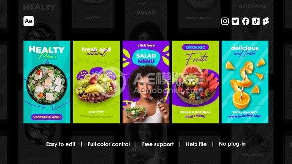 30492健康食品轮转片段 AE模版