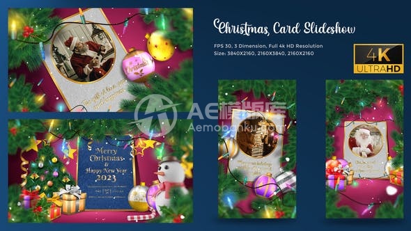 30500圣诞贺卡幻灯片 AE模版