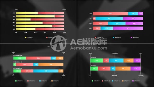 30515水平堆叠柱形图信息图AE模版