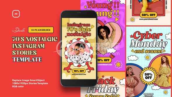 3057170年代怀旧风格的Instagram故事模板（AE模版）