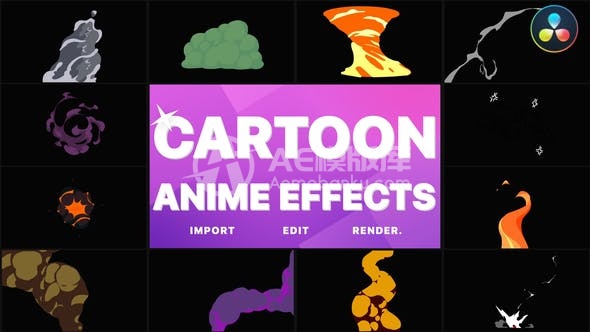 30599卡通动漫特效包 | 达芬奇调色软件 AE模板