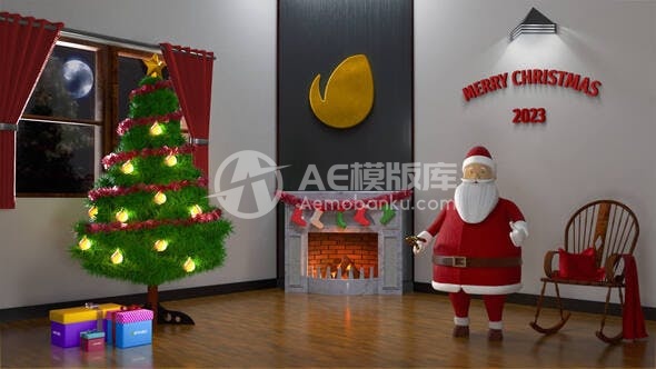 30613圣诞老人的欢乐圣诞节的奇幻之旅AE模板