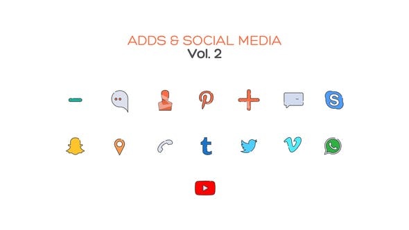 30620添加和社交媒体线条图标 Vol.2 AE模版