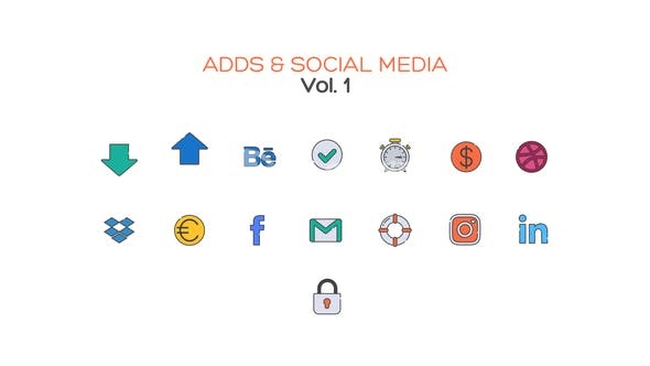 30626添加和社交媒体线条图标卷一 AE模板