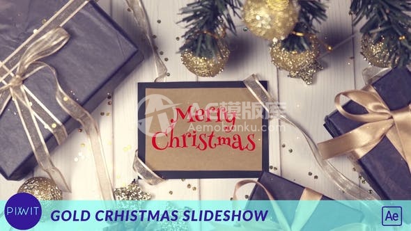 30631黄金圣诞节幻灯片 AE模版