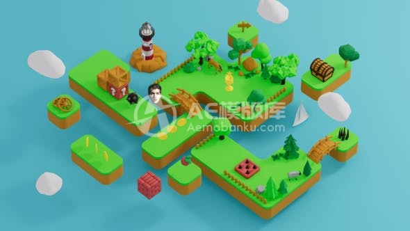 30641等距游戏徽标展现 AE模版