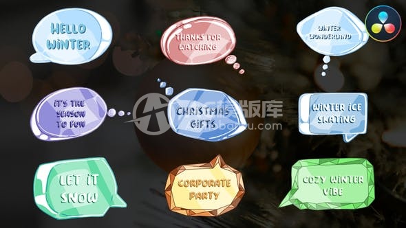 30655冰与水晶对话气泡 | 达芬奇调色软件 AE模版