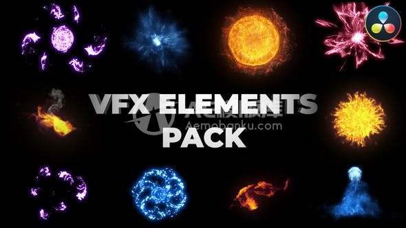 30656达芬奇解决方案的VFX能量元素 (AE模版)