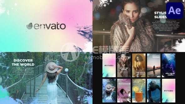 30668时尚墨水幻灯片模板（适用于Adobe After Effects）