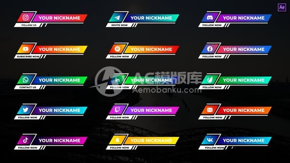 30679简洁社交媒体下三分之一 | Adobe After Effects AE模版