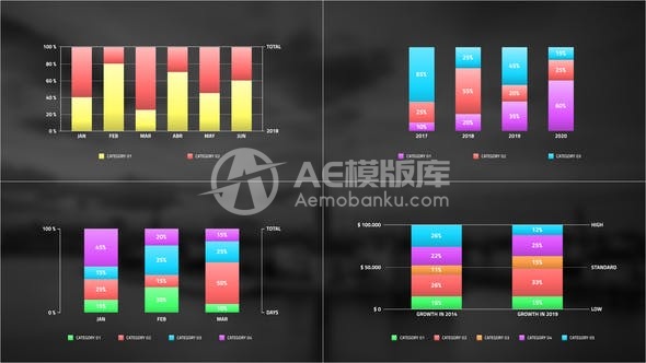 30687垂直堆叠柱形图信息图 AE模版