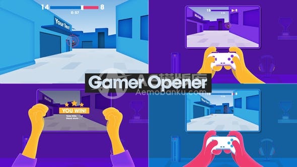 30692游戏玩家开场动画 AE模版