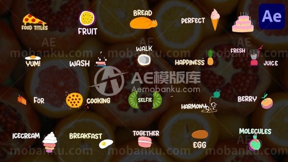 31014卡通食品动画标题 – After Effects AE模板