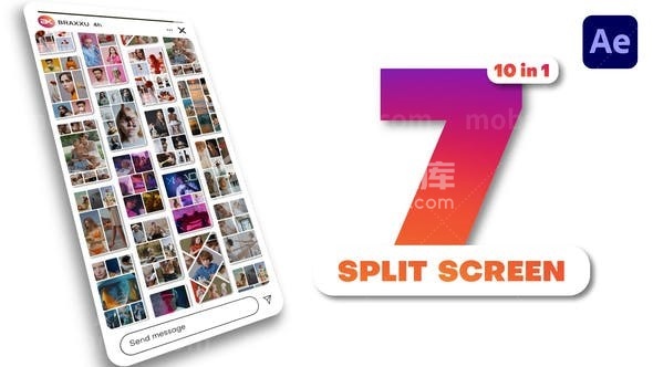 31022垂直多屏 – 七分屏效果 AE模版