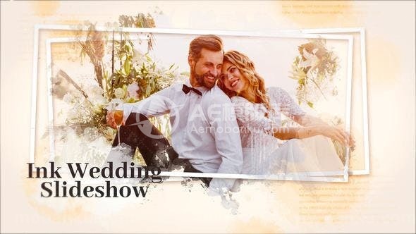 31034墨水婚礼幻灯片制作AE模版