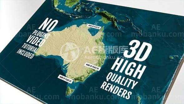 310363D物理地图 – 澳大利亚和大洋洲 AE模版