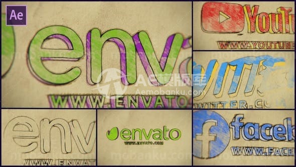 31063铅笔绘画标志揭示 AE模版