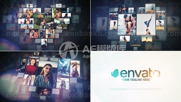 31066爱情相册墙 // 马赛克相册画廊 // 徽标揭示 AE模版