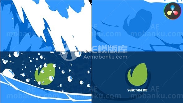 31146海洋波浪logo打开动画（适用于DaVinci Resolve）AE模版