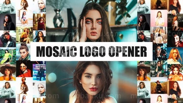 31168马赛克Logo开场动画 I 快节奏动感片头 AE模板