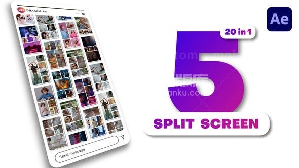 31193垂直多屏-5分割屏幕 AE模版